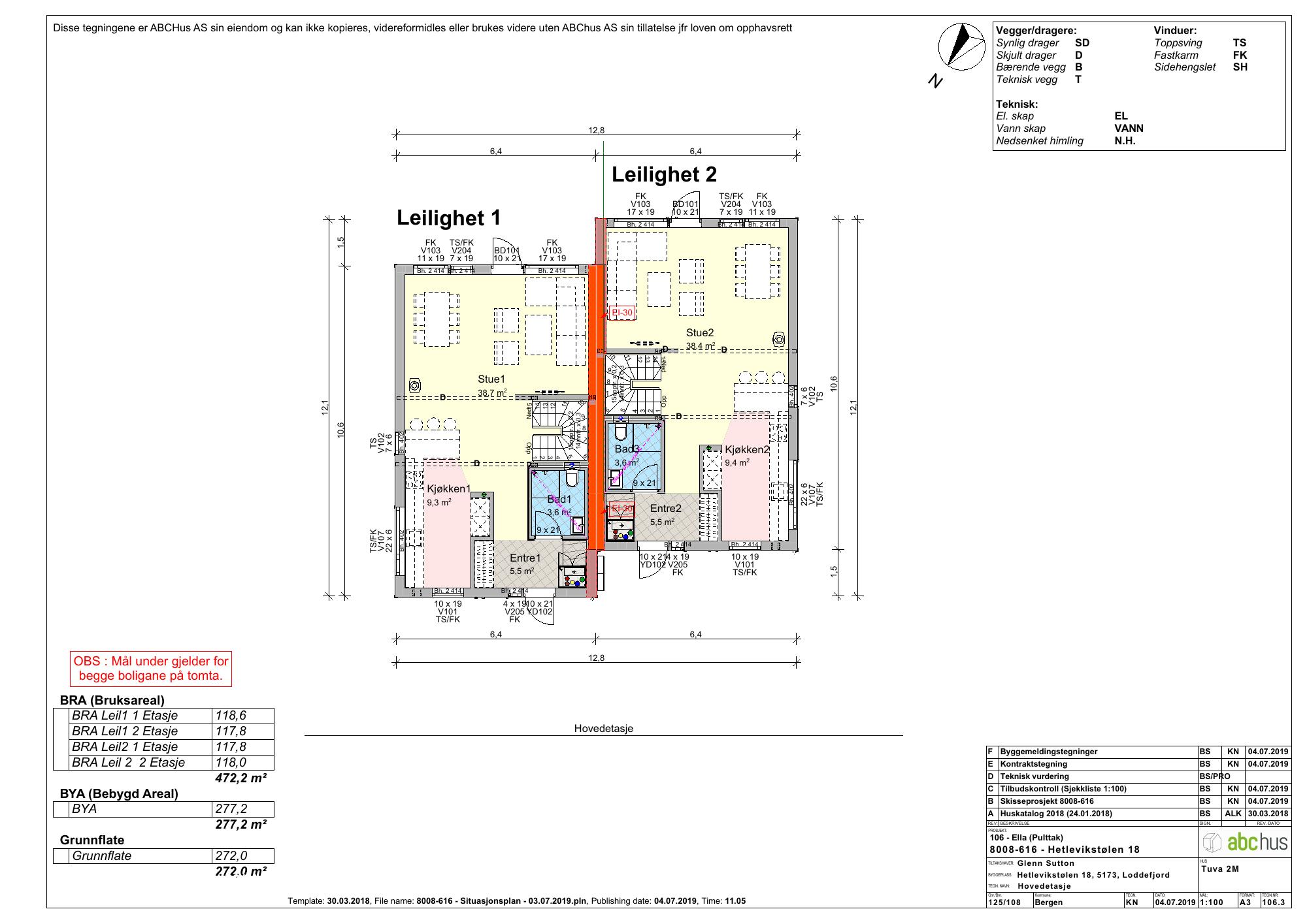 Arkitekttegning · hovedetasje · 04.07.2019