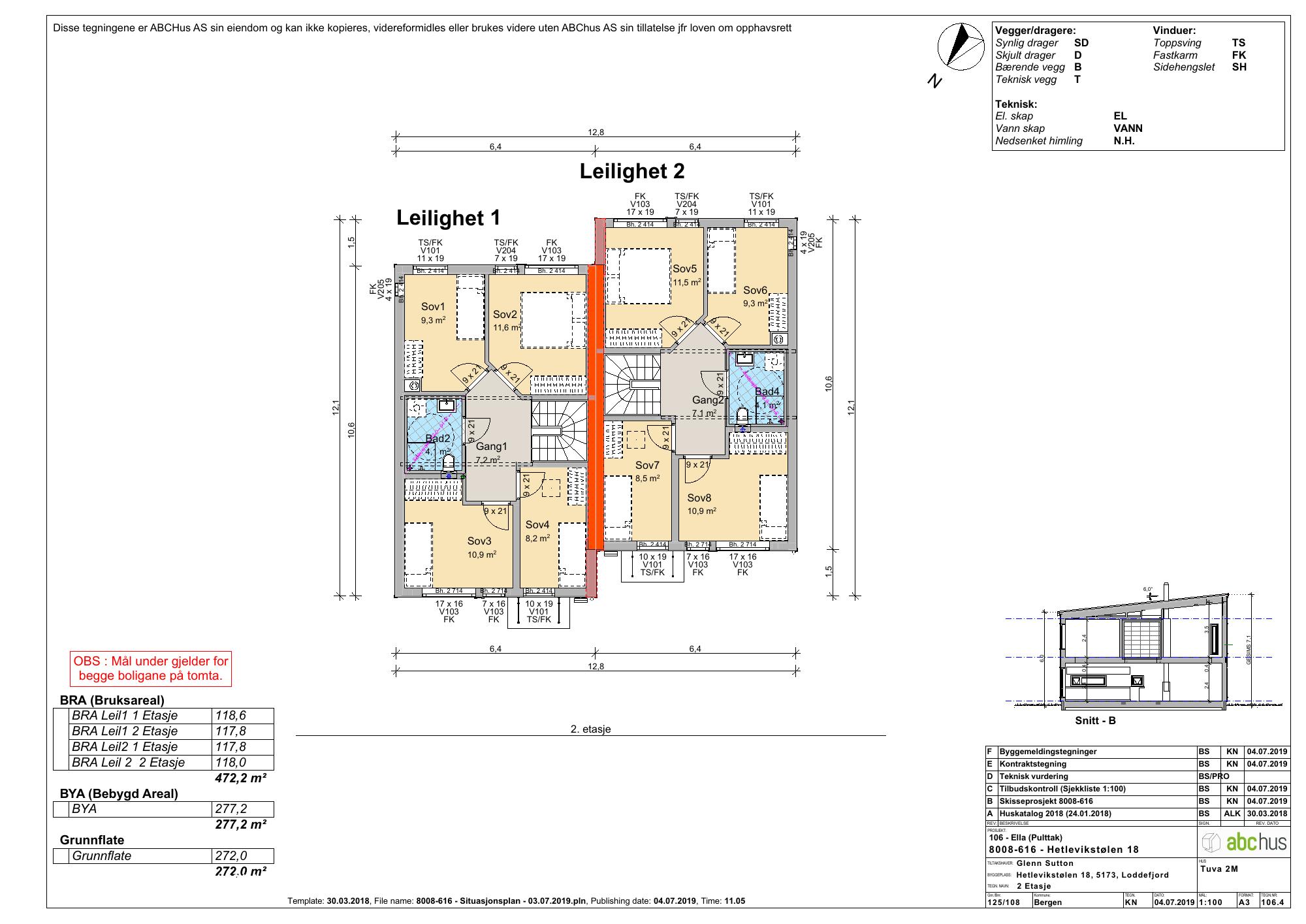 Arkitekttegning · 2. etasje · 04.07.2019